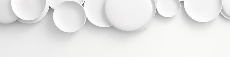 white background geometric circles flat on the wall copy space long narrow row.