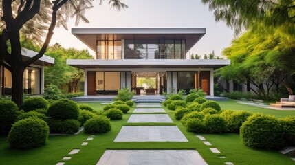 Fototapeta premium exterior design of luxury villa garden