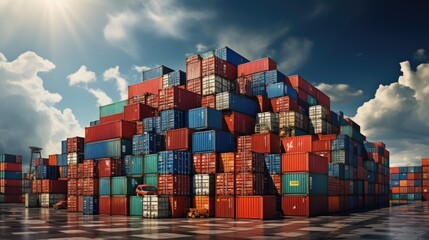 Stacks of Container Cargo in Container Logistics Industrial Port