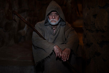 Medieval beggar in the streets of Jerusalem