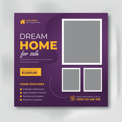 Real estate  social media banner or instagram post template