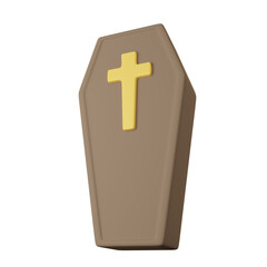 coffin with a cross 3D Render