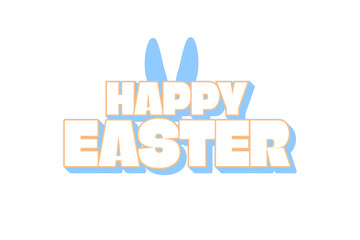 Cute Happy Easter Greeting typographic design with rabbit ears. Editable Vector Illustration. 

