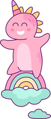 Dinosaur Unicorn On Rainbow