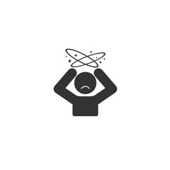 Dizziness icon, headache person, feeling dizzy, vertigo discomfort, editable stroke vector illustration flat sign
