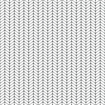 Metallic black mesh on a white background. Geometric chevron texture with interlaced diagonal lines. Herringbone fence design. Seamless repeating pattern. Vector illustration.