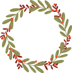 Fototapeta na wymiar Round Christmas Frame Wreath
