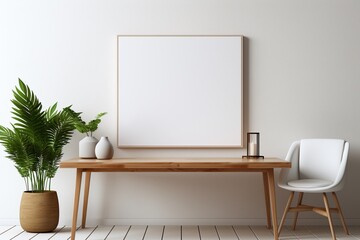 Modern Aesthetic Interior Design with Small Blank Poster Created with Generative AI