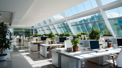 White open space office interior - generative ai