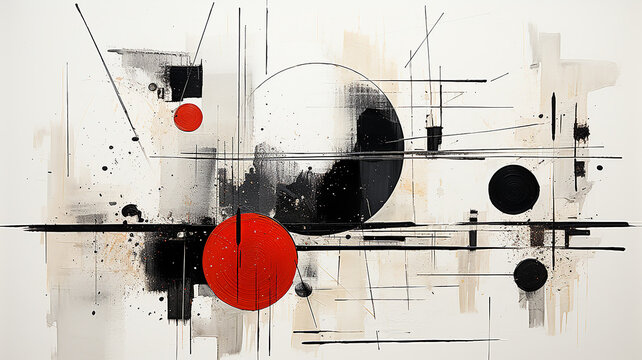 monochrome painting geometric shapes flat abstraction.