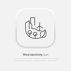 Wind power station electricity icon, great design for any purposes. Isolated vector illustration. Renewable energy. Vector EPS 10