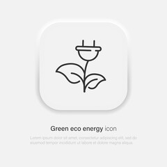 Modern icon with green eco energy. Green energy icon. Technology concept. Electricity icon. Ecology symbol. Vector EPS 10