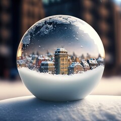 a little snow ball with city
