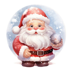 Santa Claus.  Watercolor painting. Christmas design. - 646783992