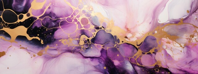 Abstract marbling watercolor oil acrylic paint background art wallpaper - Purple pink color with...