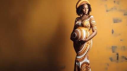 Beautiful african pregnant woman, holding her belly