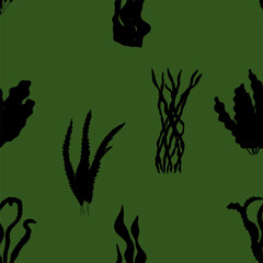 Coral. Underwater plant. Vector seamless pattern in scandinavian style. Seaweed.