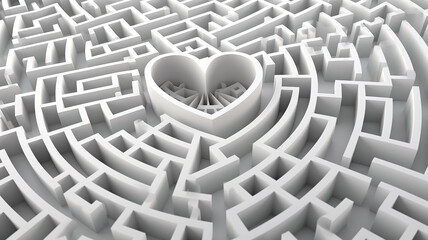 symbol of the heart in the maze, love concept abstract illustration.