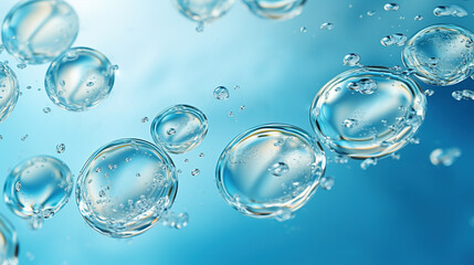 Hyaluronic acid molecules. Hydrated chemicals, molecular structure and blue spherical molecule. Microscope h2o water molecules, hyaluron acides in chemical laboratory
