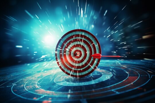 Arrow strikes bullseye depicting business goal reached. Generative AI