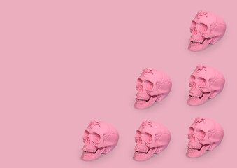 pastel pink skulls with scorpios on a pink background