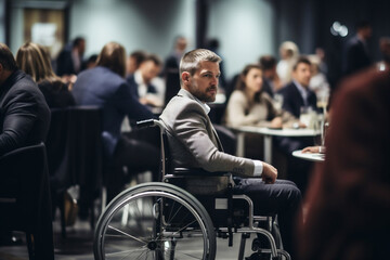 Business man male lifestyle caucasian businessteam disability mobility businessman chair sitting wheelchair urban