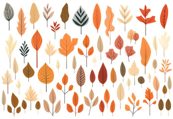 Art nature leaf pattern autumn set plant background