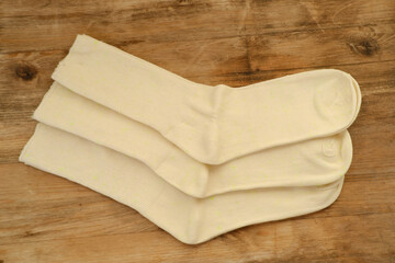 cotton white natural socks with weak elastic band, Medical socks, concept prevention of vein diseases and elimination of heaviness in legs