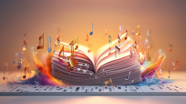 the book notes a whirlwind background abstract. the concept of music school education.