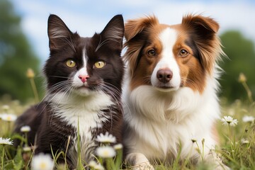 portrait of a cat and dog
