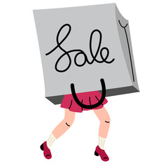 Woman in shopping bag.Black Friday sale. Cyber monday.