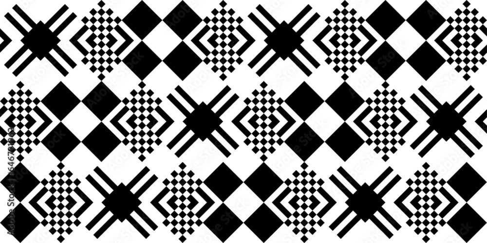 Aufkleber checkerboard abstract and seamless pattern. squares and diamonds, checkers and stripes.
