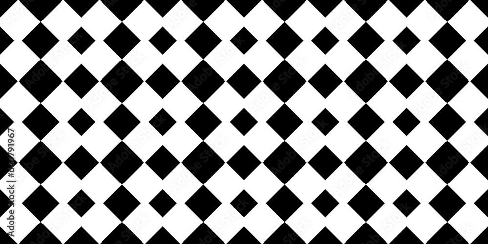 Poster Checkerboard pattern of rhombuses. Vector and black and white pattern of diamonds.