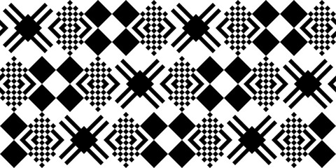 Checkerboard abstract and seamless pattern. Squares and diamonds, checkers and stripes.