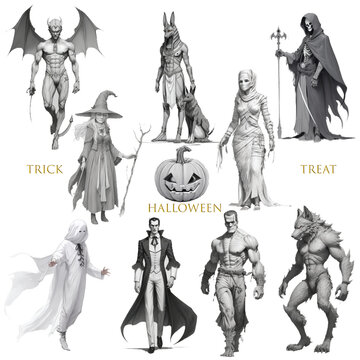 Halloween characters set