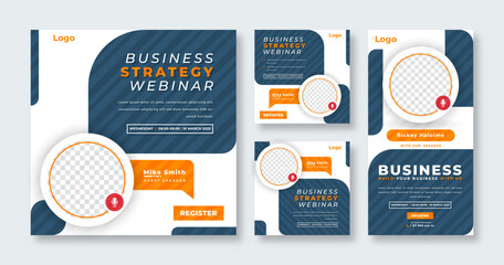 Naklejka premium Webinar Digital Business Conference Social Media Post for Online Marketing Promotion Banner and Web Internet Ads Flyer