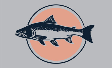 Beautiful modern minimalistic salmon logo