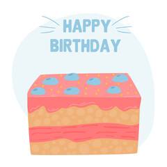 Cake. A piece of cake with a candle. Cake set isolated on white background. For your design.