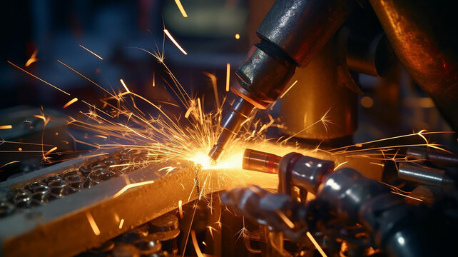 welding plasma cutting of metal, spark parts.