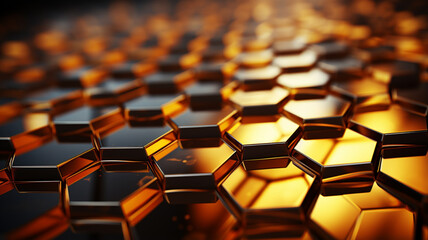 Obraz premium 3D Rendering, Abstract Colorful Golden Hexagon Backgrounds, Wallpaper for Background