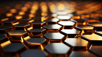 Obraz premium 3D Rendering, Abstract Colorful Golden Hexagon Backgrounds, Wallpaper for Background