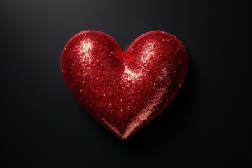 Isolated red heart covered in glitter. Generative AI