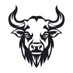 Bull head black silhouette logo vector