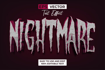 Nightmare Text Effect Textured Style. Editable Text Effect.