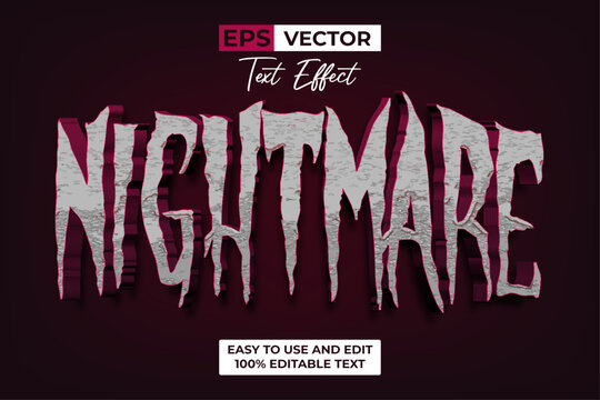 Nightmare Text Effect Textured Style. Editable Text Effect.