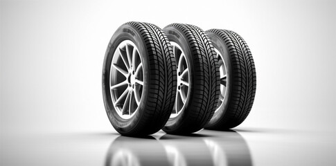 wheel rubber car tread object isolated auto background automobile tire tyre. Generative AI.