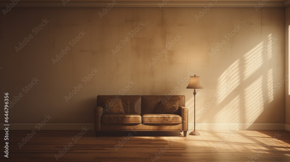 Canvas Prints alone luxury classic sofa in empty room.