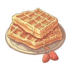 Sweet waffle stack with honey and fruit