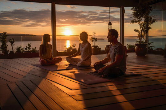 Refreshing sunrise yoga session on the cruise ship deck.