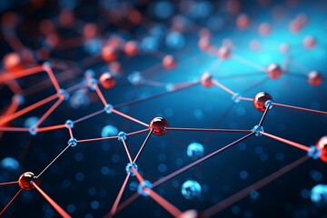 3D molecular lattice animation representing nanotechnology, superconductivity, and futuristic chemistry background. Generative AI - obrazy, fototapety, plakaty